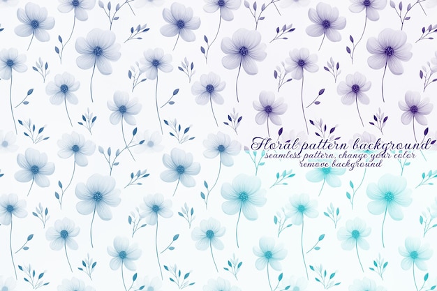 Anpassbares Blumenmuster mit Blau- und Lavendeltönen