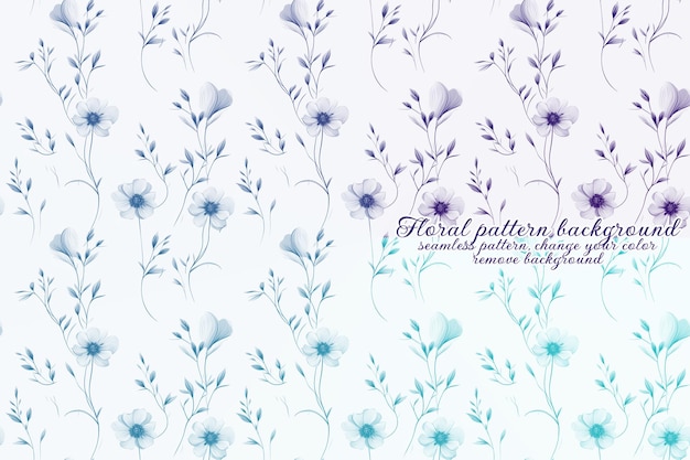 Anpassbares Blumenmuster mit Blau- und Lavendeltönen