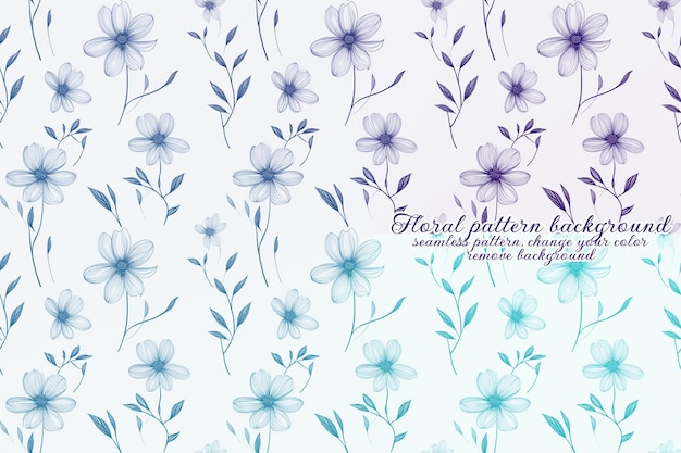 Anpassbares Blumenmuster mit Blau- und Lavendeltönen