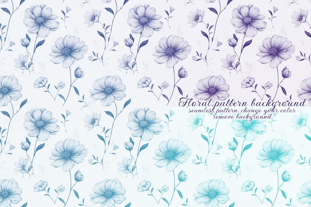Anpassbares Blumenmuster mit Blau- und Lavendeltönen