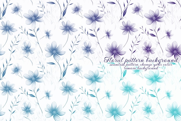 Anpassbares Blumenmuster mit Blau- und Lavendeltönen