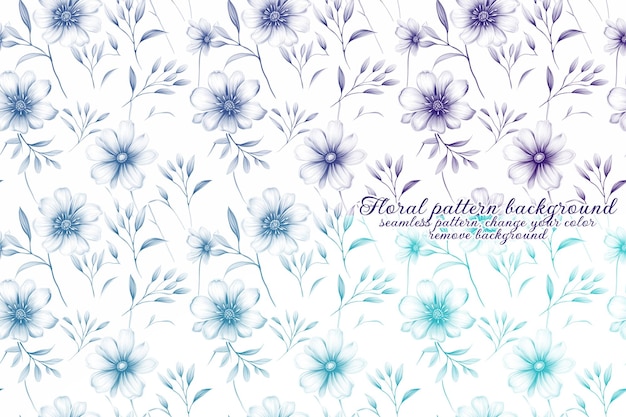 Anpassbares Blumenmuster mit Blau- und Lavendeltönen