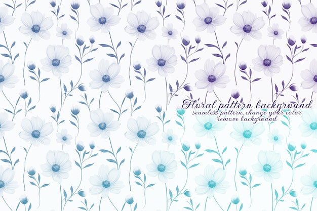 Anpassbares Blumenmuster mit Blau- und Lavendeltönen