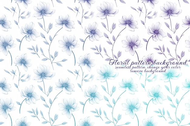 Anpassbares Blumenmuster mit Blau- und Lavendeltönen