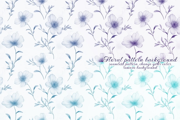 Anpassbares Blumenmuster mit Blau- und Lavendeltönen