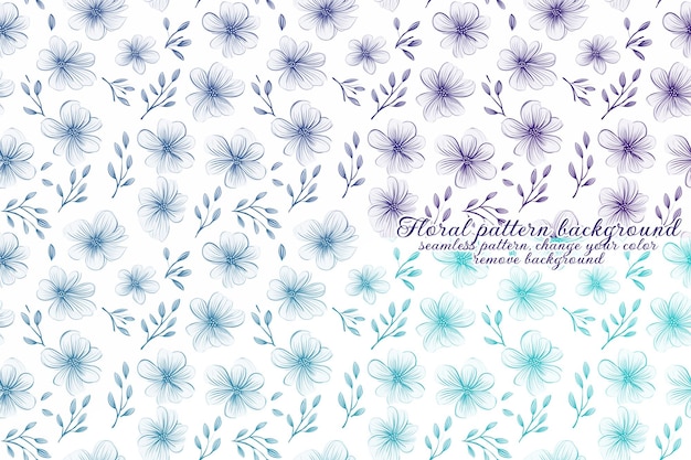 Anpassbares Blumenmuster mit Blau- und Lavendeltönen