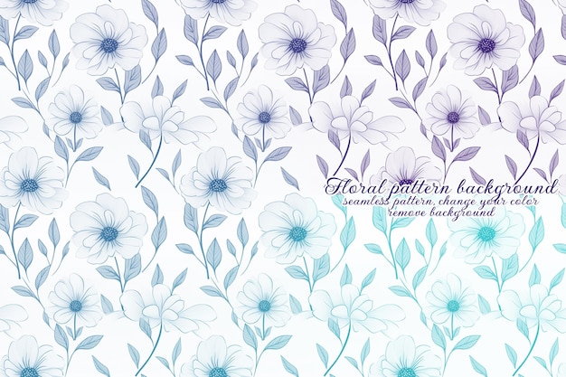 Anpassbares Blumenmuster mit Blau- und Lavendeltönen