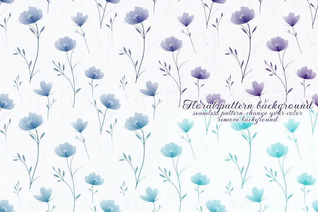 Anpassbares Blumenmuster mit Blau- und Lavendeltönen