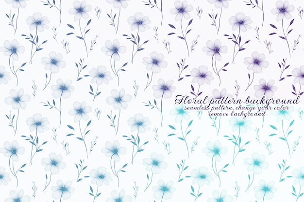Anpassbares Blumenmuster mit Blau- und Lavendeltönen
