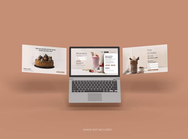 Anpassbares Laptop-Modell mit aufklappbaren, austauschbaren Bildschirmen, 3D-Rendering