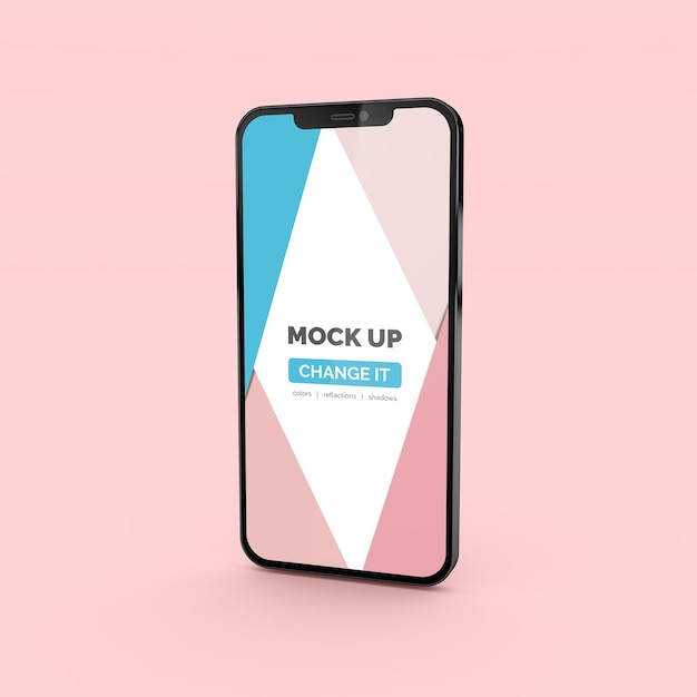 Anpassbares mobiles mockup für werbeanwendung auf sauberem hintergrund vorderansicht