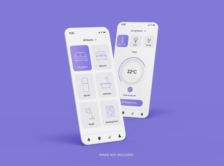 Anpassbares Modell mit separaten Mobiltelefonbildschirmen für die 3D-Darstellung von UI-App-Präsentationen