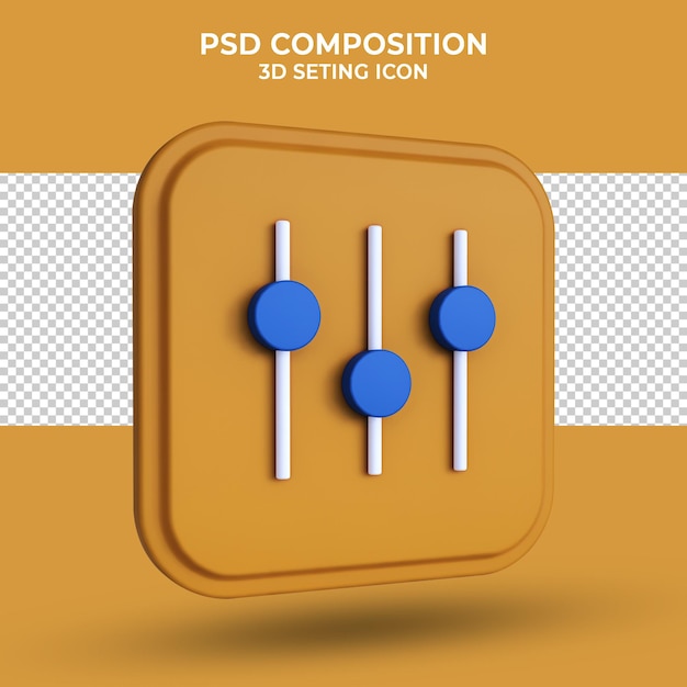 Anpassungseinstellungssymbol 3D-Rendering isoliert