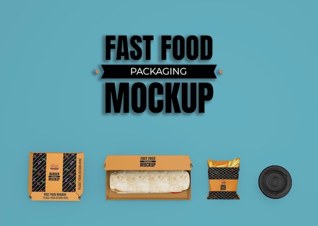 PSD ansicht des fast-food-verpackungsmodelldesigns