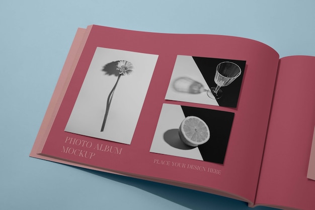 PSD ansicht des mock-up-designs des fotoalbums