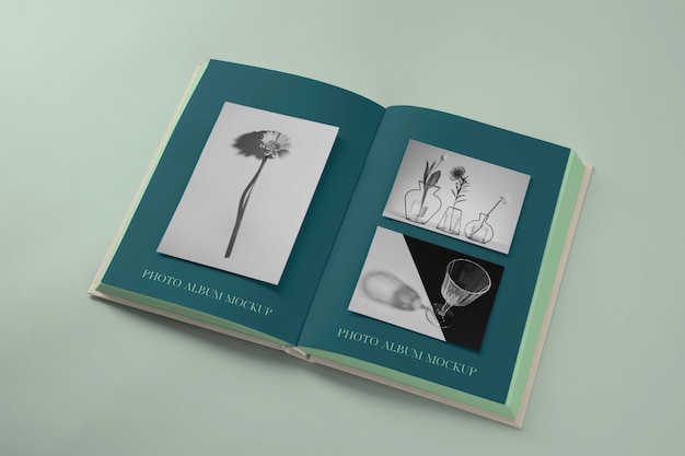 Ansicht des mock-up-designs des fotoalbums