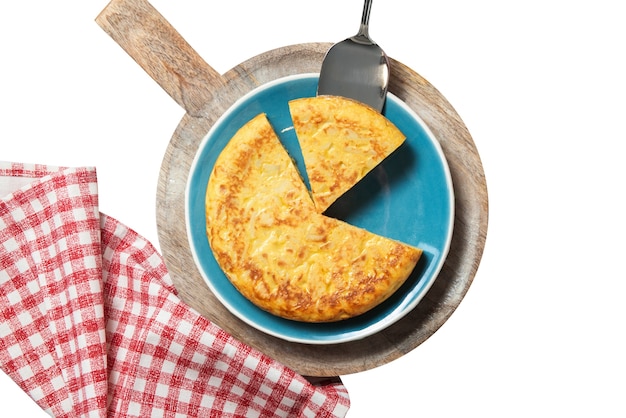 Ansicht des spanischen Traditionomeletts mit Eiern und Kartoffeln