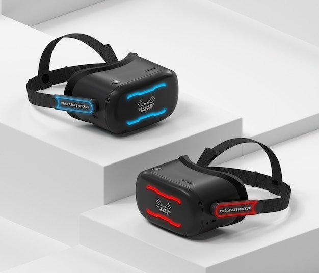 PSD ansicht einer dreidimensionalen virtual-reality-brille