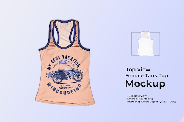 PSD ansicht von oben weibliches tanktop-modell