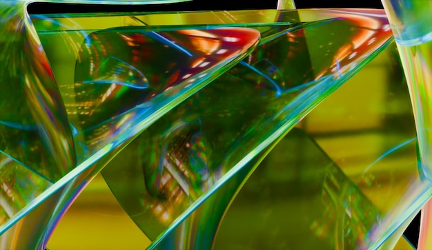 Ansprechendes 3D-Rendering von abstraktem iridescentem Glashintergrund, das mit 3D-Software erstellt wurde