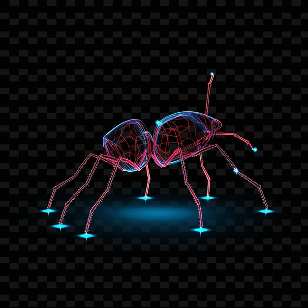 PSD ant tiny realm gerade neonlinien ant hill sechs beine auf blac png y2k formen transparente lichtkunst