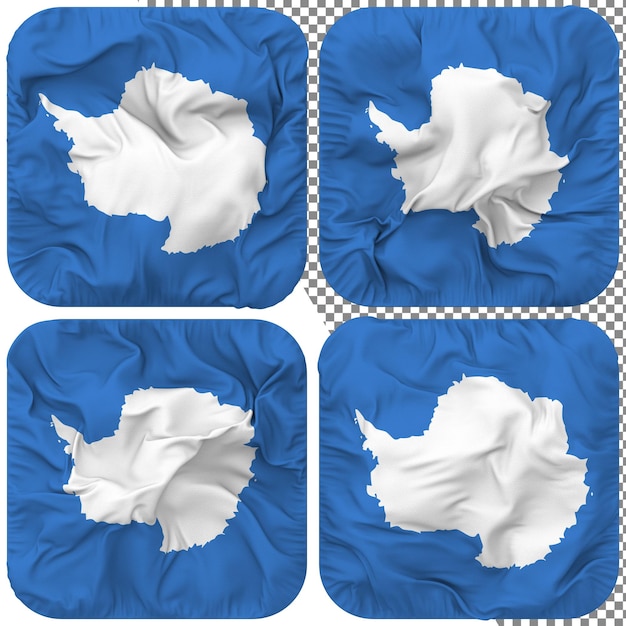 Antarctica Flag Squire Shape Isolated Different Waving Style Bump Texture 3D Rendering