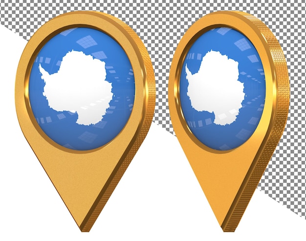 antarctica location icon flag isolated with different angled 3d rendering