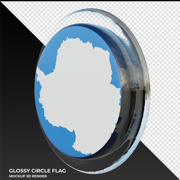 PSD antarctica0002 bandera de círculo brillante con textura 3d realista