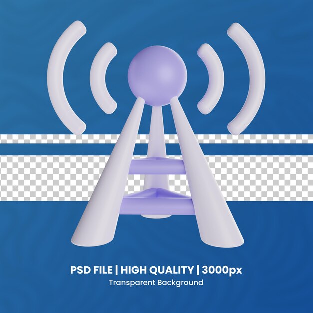 PSD antena 3d de alta calidad que hace que el fondo transparente de la radio 3d haga que el icono sea un paquete