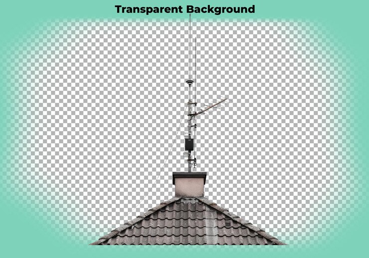 PSD antena de televisão no telhado isolada sobre um fundo transparente
