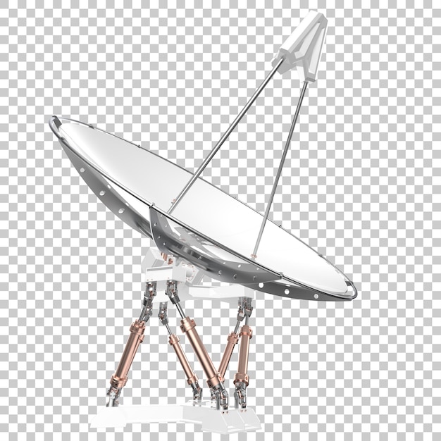 Antena de radio aislada en la ilustración de representación 3d de fondo transparente