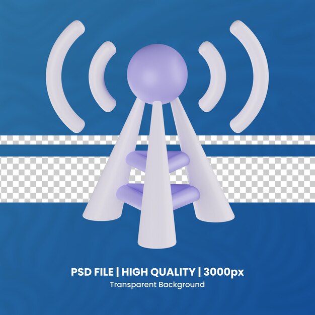 PSD antenne 3d de haute qualité rendant une radio de fond transparente pack d'icônes de rendu 3d