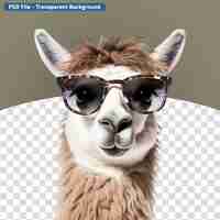 PSD anthropomorphes tier mit sonnenbrille und lama