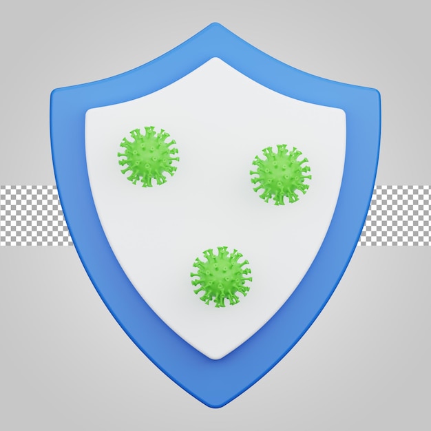 Anti-Virus-Immunsystem isoliert auf transparentem Hintergrund 3D-Rendering