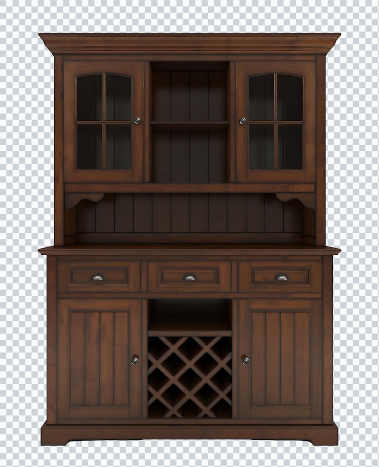 PSD antica credenza in legno vintage. trasparente.