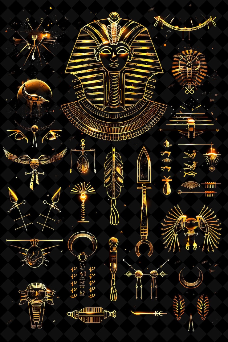 PSD antico amuleto 32 bit pixel con geroglifici e scarabei w y2k shape neon color art collections