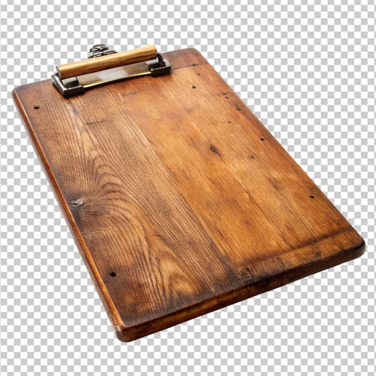 PSD anticuado clipboard de madera herramienta de oficina de época en fondo transparente
