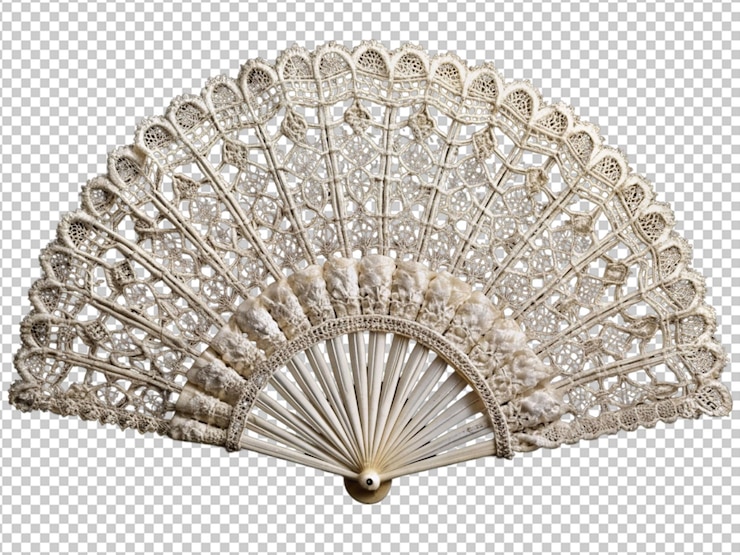 PSD anticuado retro vintage encaje abanico blanco