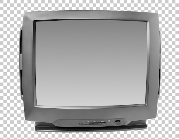 Antigo aparelho de tv preto com tela em branco antiga televisão isolada em fundo transparente