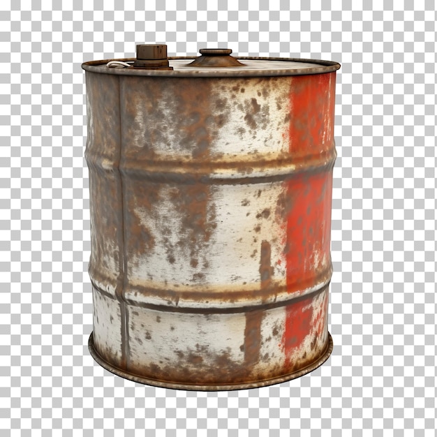 PSD antigo barril de óleo de aço enferrujado isolado em fundo transparente png psd