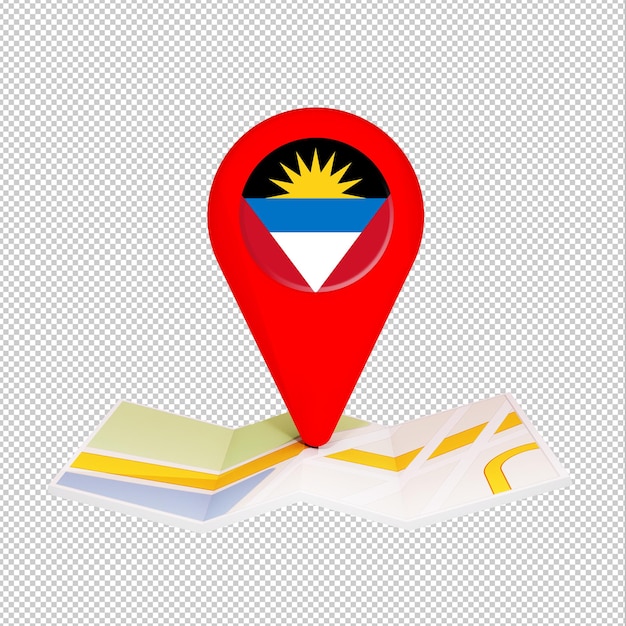 Antigua y Barbuda marcador de lugar en el mapa del país