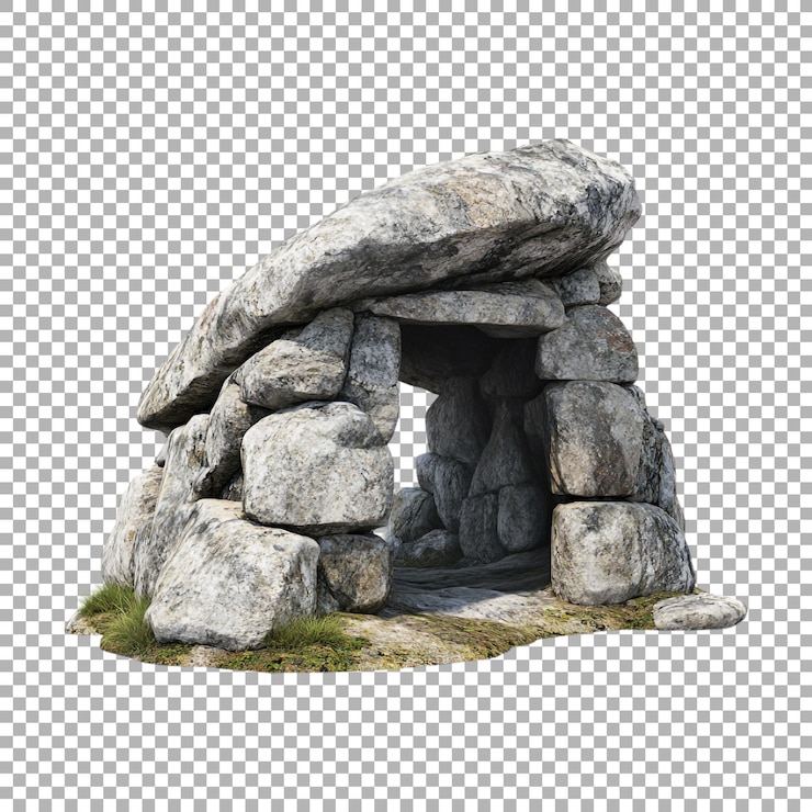PSD antigua cueva de piedra de png pequeña en un fondo transparente generada por ai
