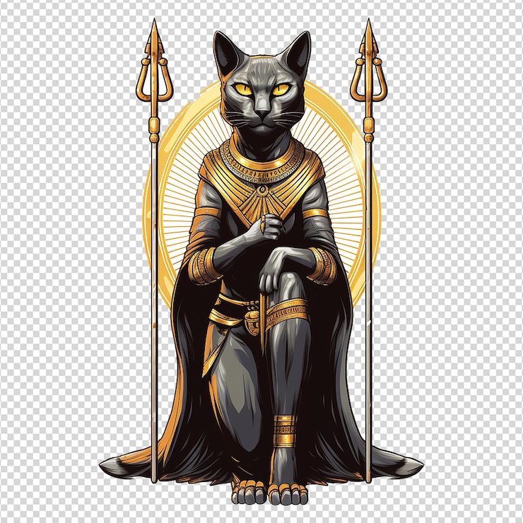PSD la antigua diosa egipcia bastet aislada en un fondo transparente png