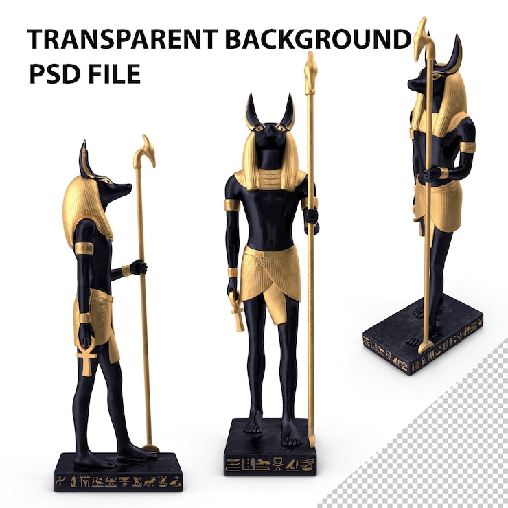 PSD antigua estatua egipcia de anubis png