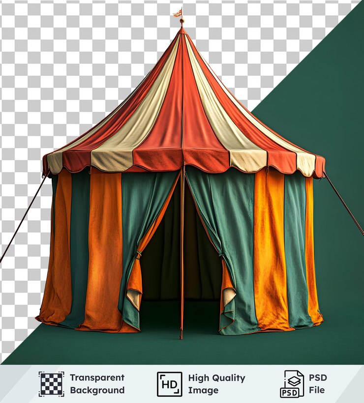 PSD la antigua tienda de circo se erige majestuosamente sobre un fondo transparente de primera clase