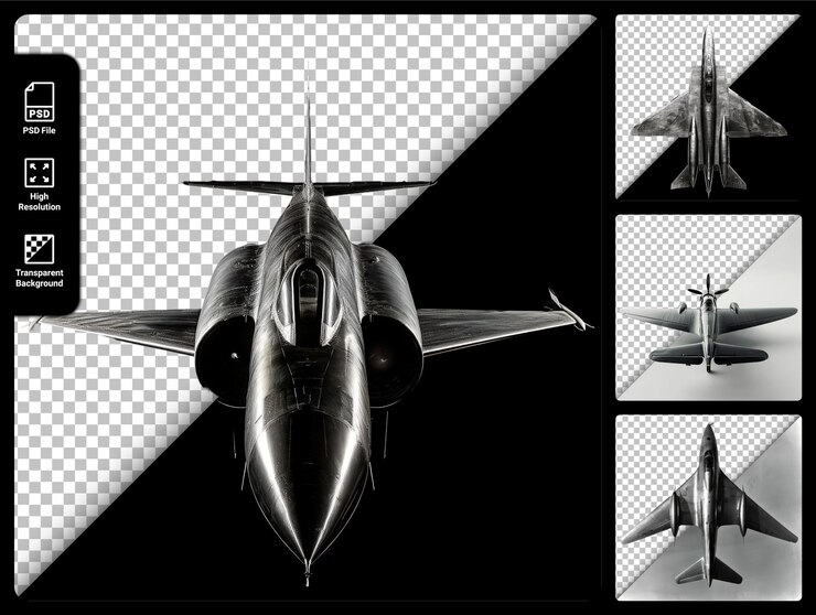 PSD un antiguo avión de combate aislado sobre un fondo transparente