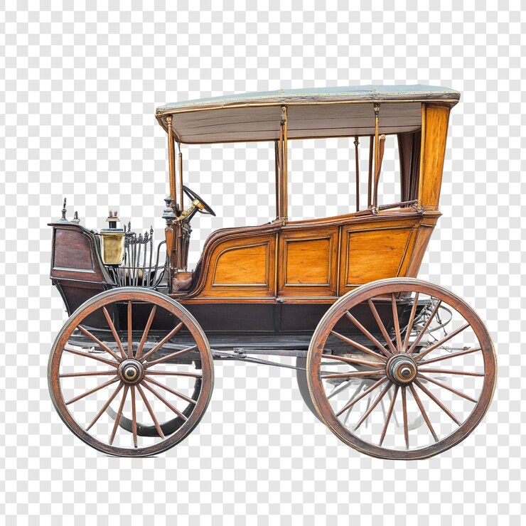 PSD antiguo carruaje tirado por caballos de madera vehículo vintage automóvil clásico transporte del siglo xix