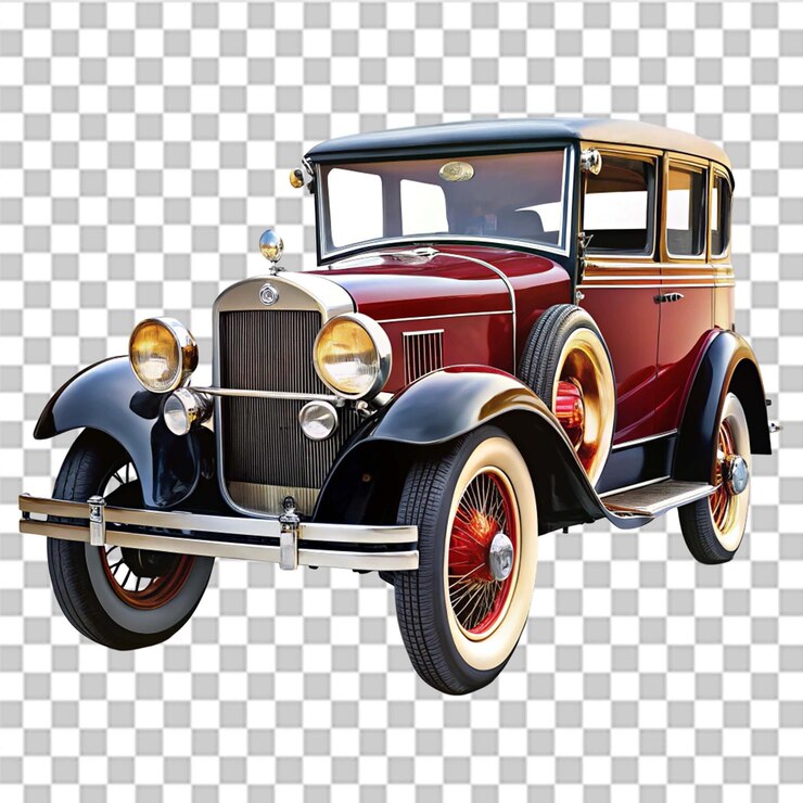 PSD antiguo coche antiguo aislado sobre un fondo transparente