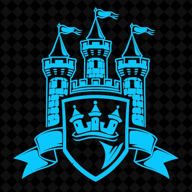 Antiguo emblema del clan del castillo con castillo y escudo para decoración diseños minimalistas vectoriales creativos