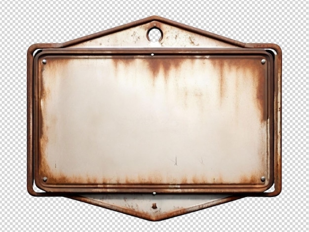 PSD antiguo letrero de metal oxidado en blanco png transparente